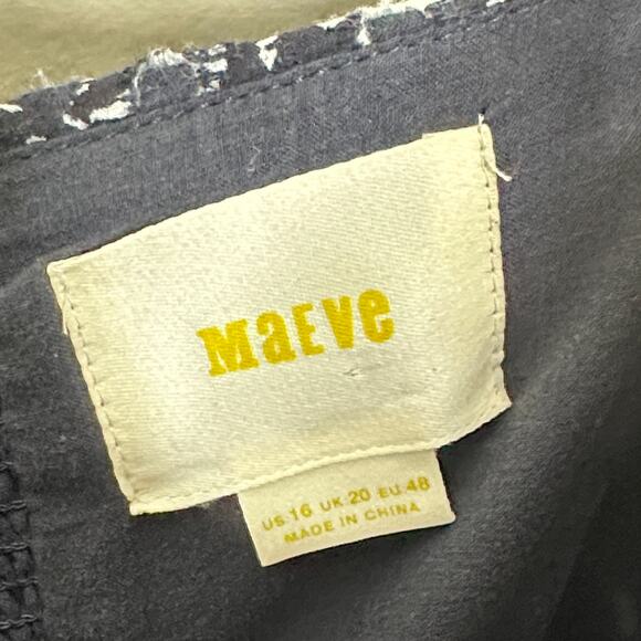 ANTHROPOLOGIE x MAEVE Lillianne Floral Eyelet Puff Dress Navy Blue Sz 16 {3H32} - Picture 4 of 5